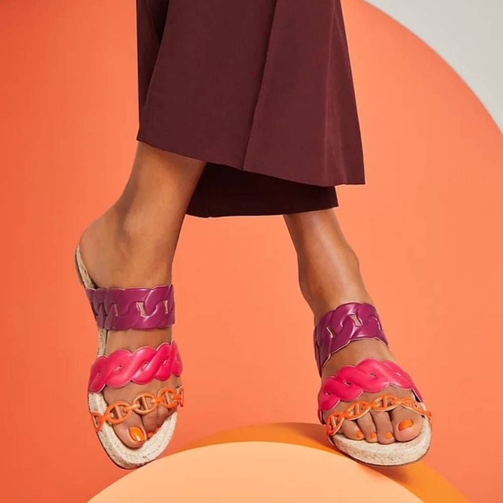 Hermès Gwen Espadrilles Pink/Purple/Orange Sz 37